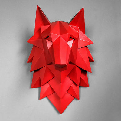 House statue decoration accessories 3D abstract wolf head sculpture wedding christmas wall decoration handmade resin art crafts